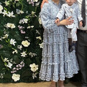 Dainty Jewells Light Blue Tiered Ruffle Floral Midi Dress